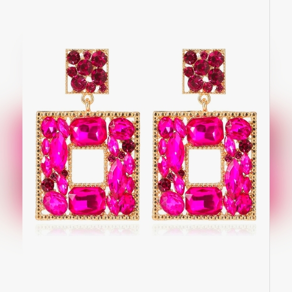 Jewelry - Elegant‎ Pink and Gold Statement Earrings